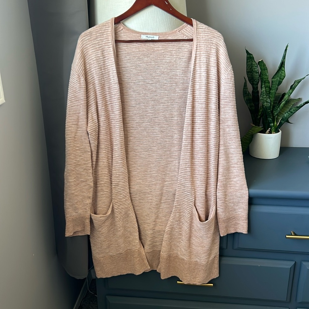 Madewell Summer Ryder Cardigan Preppy Pink Stripe
